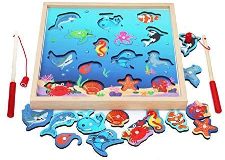 Wooden fishing magnetic puzzle