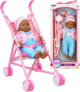 African black baby doll with stroller